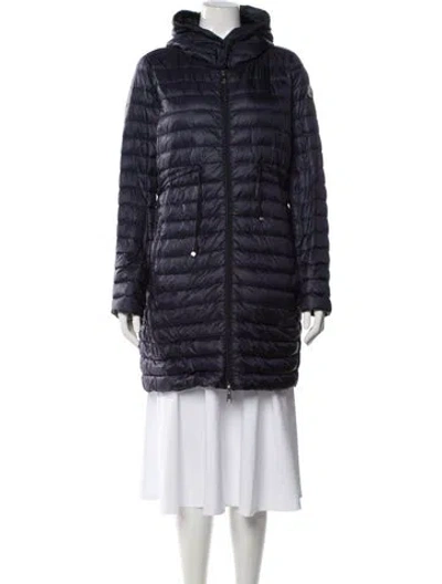 Pre-owned Moncler Nylon Faux Fur Jacket In Blue