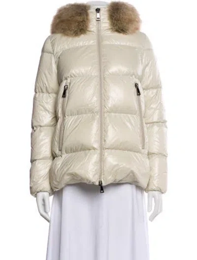 Pre-owned Moncler Nylon Faux Fur Jacket In Neutral