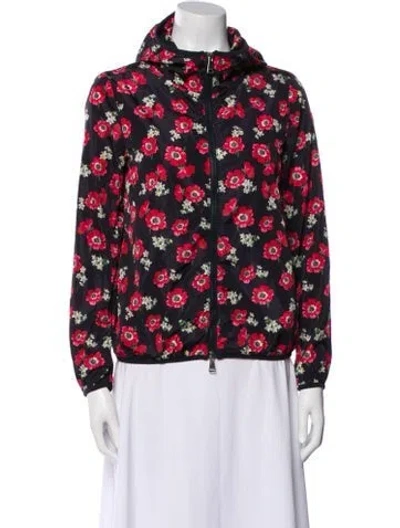 Pre-owned Moncler Nylon Floral Print Jacket In Red
