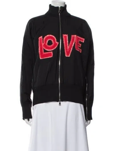 Pre-owned Moncler Nylon Graphic Print Bomber Jacket In Black