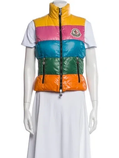 Pre-owned Moncler Nylon Graphic Print Down Jacket W/ Tags In Orange
