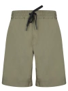 Moncler Nylon Green Shorts In White