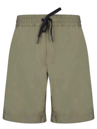 Moncler Nylon Green Shorts In White