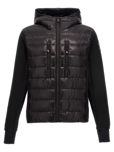 Moncler Nylon Hooded Cardigan In Black