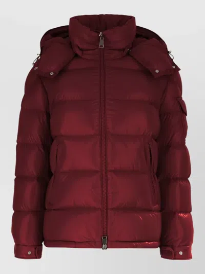 Moncler Nylon Hooded Maire Down Jacket In Burgundy