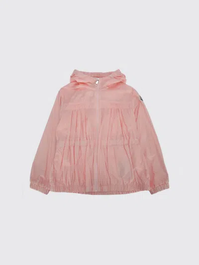 Moncler Kids'  Nylon Hooded Windbreaker Jacket In Pink