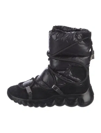 Pre-owned Moncler Nylon Lace-up Boots In Black