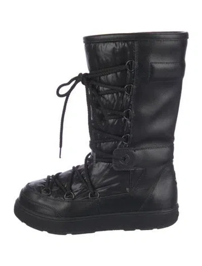 Pre-owned Moncler Nylon Lace-up Boots In Black