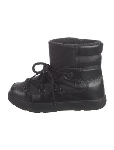 Pre-owned Moncler Nylon Leather Trim Embellishment Snow Boots In Black