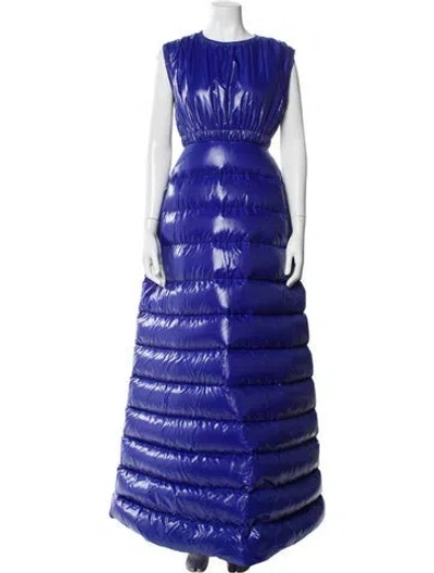 Pre-owned Moncler Nylon Long Dress In Blue