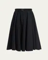 Moncler Flowing Black Maxi Skirt With Belted Waist In Black