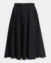 Moncler Logo-patch Belted-waist Skirt In Black