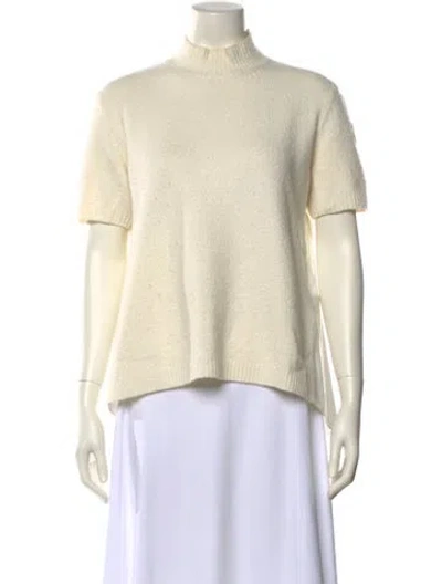 Pre-owned Moncler Nylon Mock Neck Sweater In White