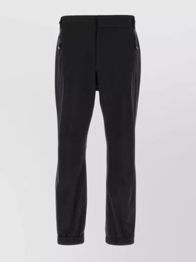 Moncler Nylon Pant With Adjustable Cuffs And Elastic Waistband In Black