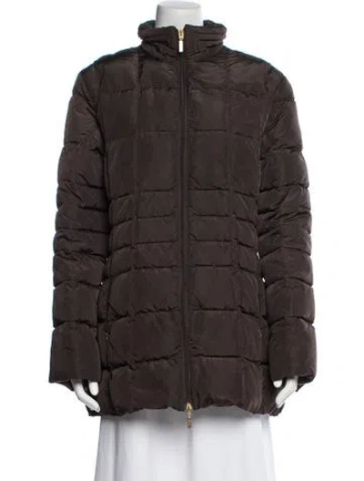 Pre-owned Moncler Nylon Parka In Brown