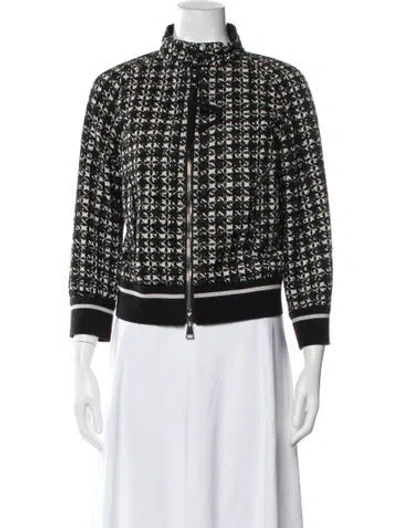 Pre-owned Moncler Nylon Patterned Bomber Jacket In Black
