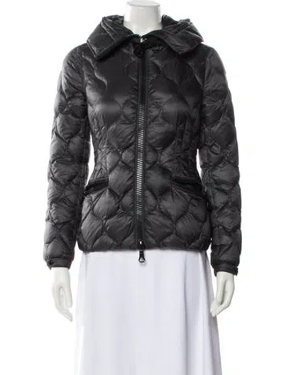 Pre-owned Moncler Nylon Plaid Print Down Jacket In Black