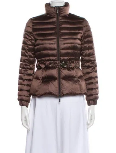 Pre-owned Moncler Nylon Printed Down Jacket In Brown