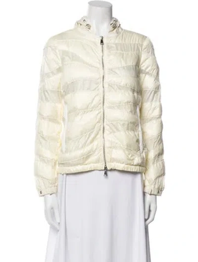 Pre-owned Moncler Nylon Printed Down Jacket In White