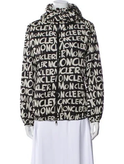 Pre-owned Moncler Nylon Printed Evening Jacket In Black