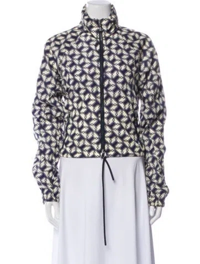 Pre-owned Moncler Nylon Printed Jacket In Blue