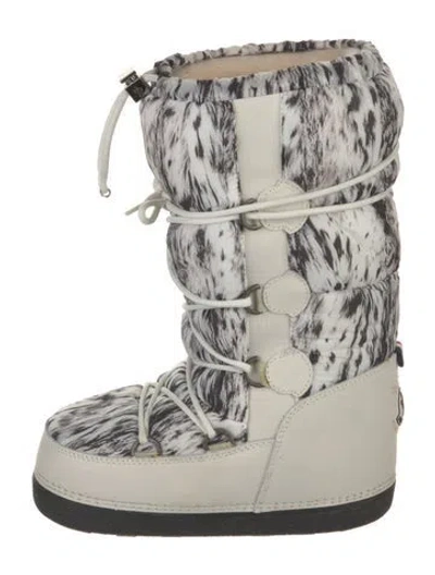 Pre-owned Moncler Nylon Printed Snow Boots In White