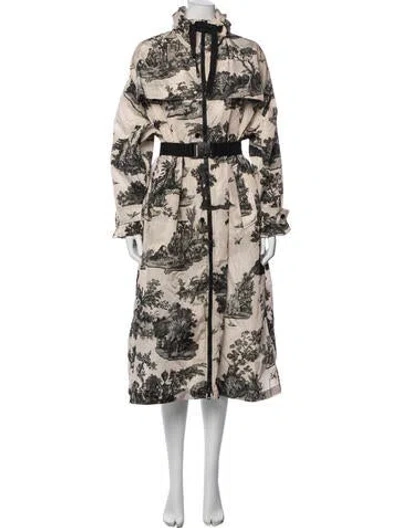 Pre-owned Moncler Nylon Printed Trench Coat In Neutral