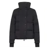 Moncler High Collar Quilted Nylon Outerwear In Black