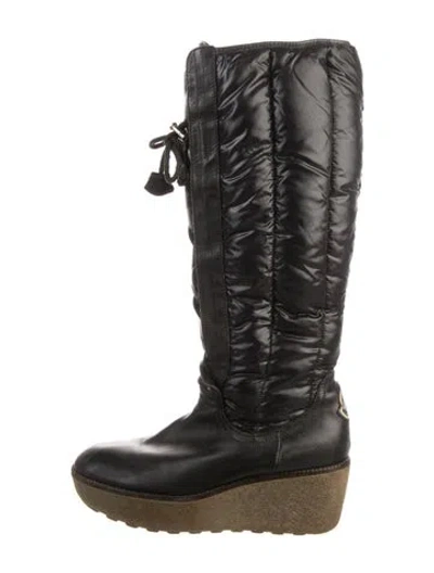 Pre-owned Moncler Nylon Rain Boots In Black
