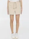 Moncler Mid-rise Straight-leg Shorts In Beige