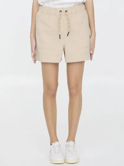 Moncler Mid-rise Straight-leg Shorts In Beige
