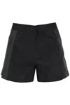 Moncler Black Shorts With Embossed Logo In Black