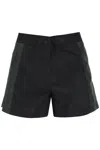 Moncler Combination Panel Active Shorts With Classic Button Closure In Nero
