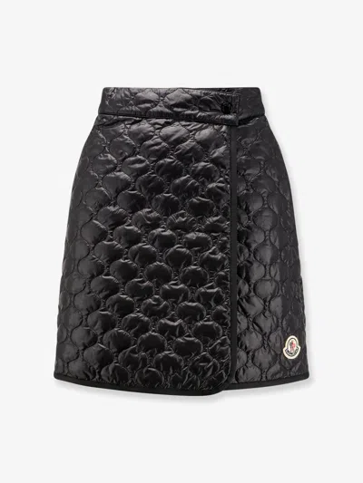 MONCLER NYLON SKIRT WITH LOGO PATCH