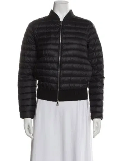 Pre-owned Moncler Nylon Striped Bomber Jacket In Black