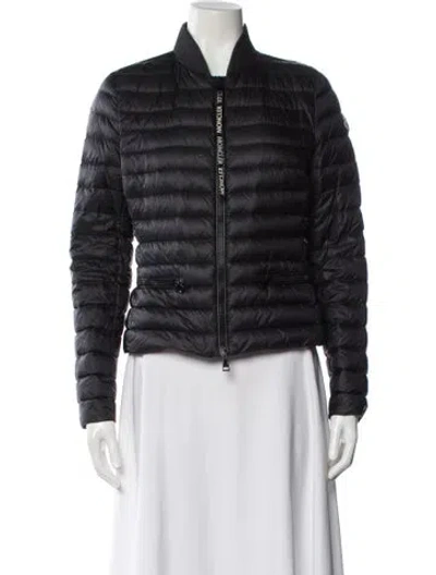 Pre-owned Moncler Nylon Striped Down Jacket In Black