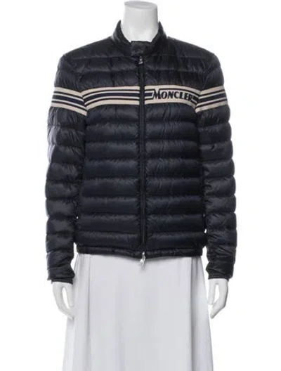 Pre-owned Moncler Nylon Striped Down Jacket In Black