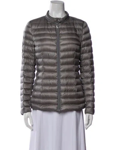 Pre-owned Moncler Nylon Striped Down Jacket In Gray