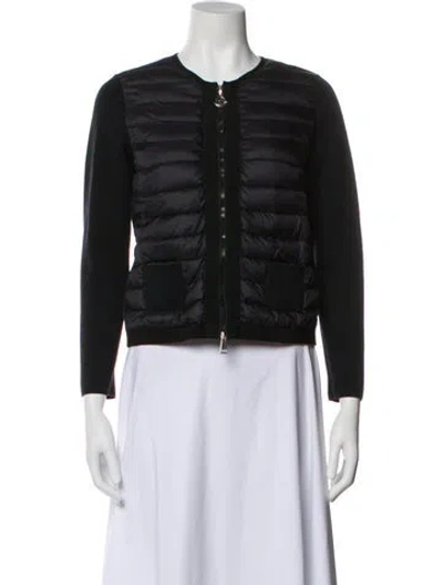Pre-owned Moncler Nylon Striped Evening Jacket In Black