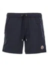 Moncler Logo Patch Drawstring Swim Shorts In Black
