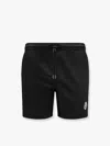 Moncler Nylon Swim Trunk With Frontal Logo Patch In Black