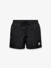 Moncler Logo Patch Detail Elastic Waist Swim Shorts In Black