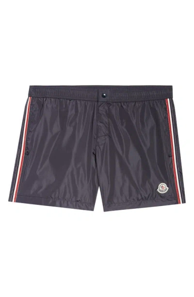 Moncler Tricolour Trim Swim Shorts In Navy
