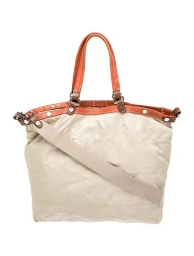 Pre-owned Moncler Nylon Top Handle Bag In Neutral