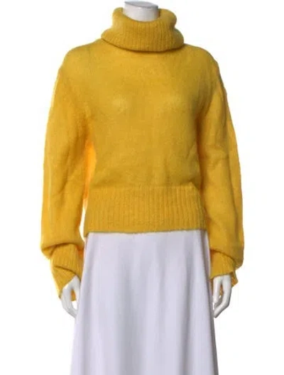 Pre-owned Moncler Nylon Turtleneck Sweater In Yellow