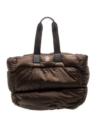 Pre-owned Moncler Nylon Weekender Bag In Brown