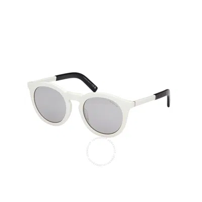 Moncler Odeonn Gray Mirrored Smoke Round Unisex Sunglasses Ml0291-f 21c 53 In White