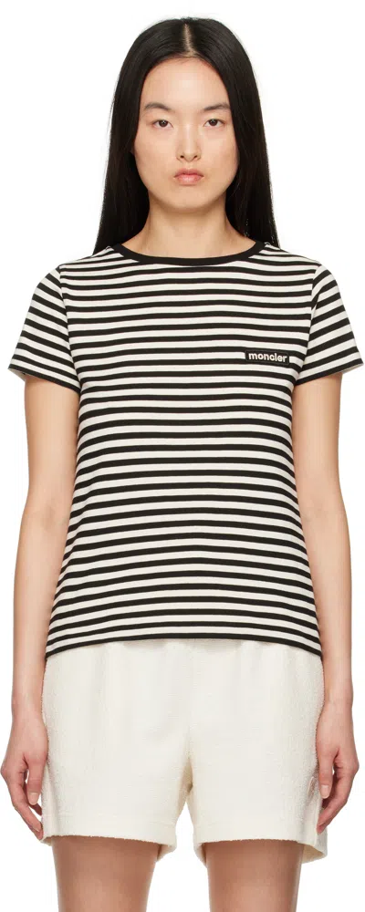 MONCLER OFF-WHITE & BLACK STRIPED T-SHIRT