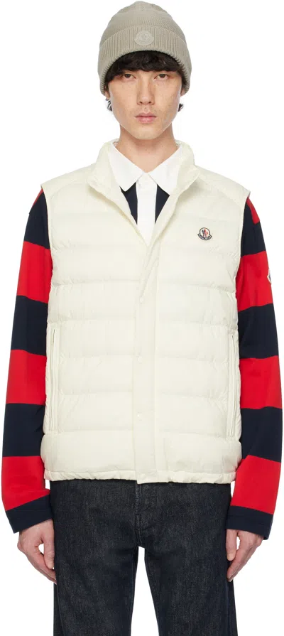 Moncler Off-white Barthe Down Vest In 034 - Silk White