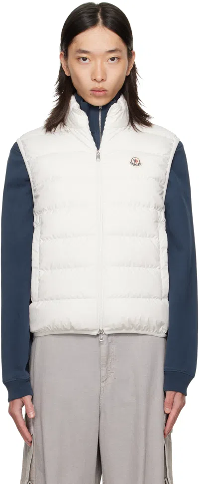 Moncler Mens Natural Contrin Brand-badge Shell-down Gilet In White